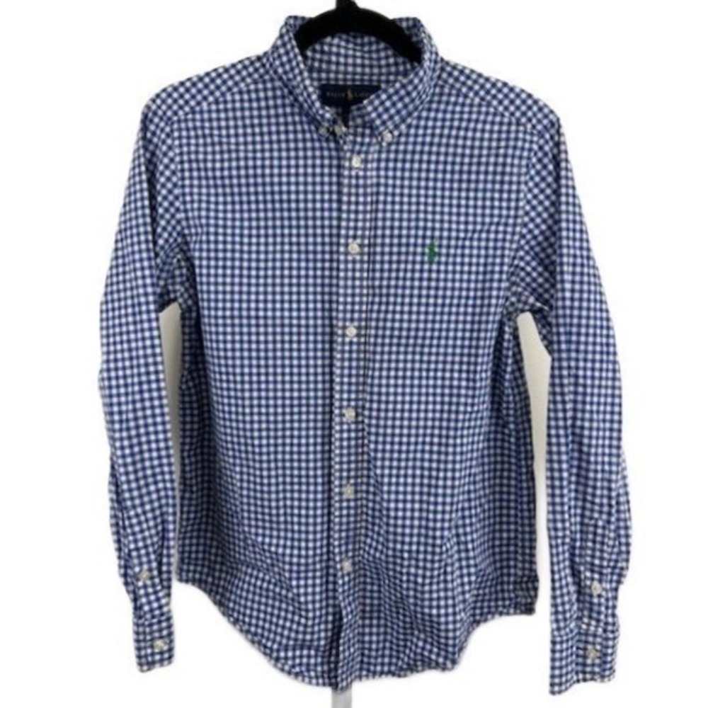 Ralph Lauren Button Down Shirt Boys' Size XL 18-20 Gingham Plaid Long Sleeve - Picture 1 of 5